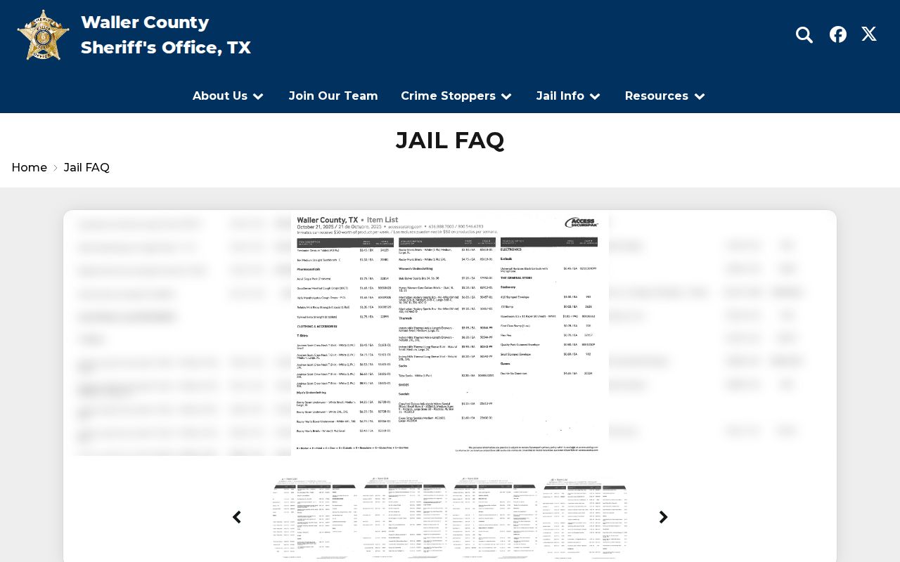 Waller County jail information page with custody notification resources