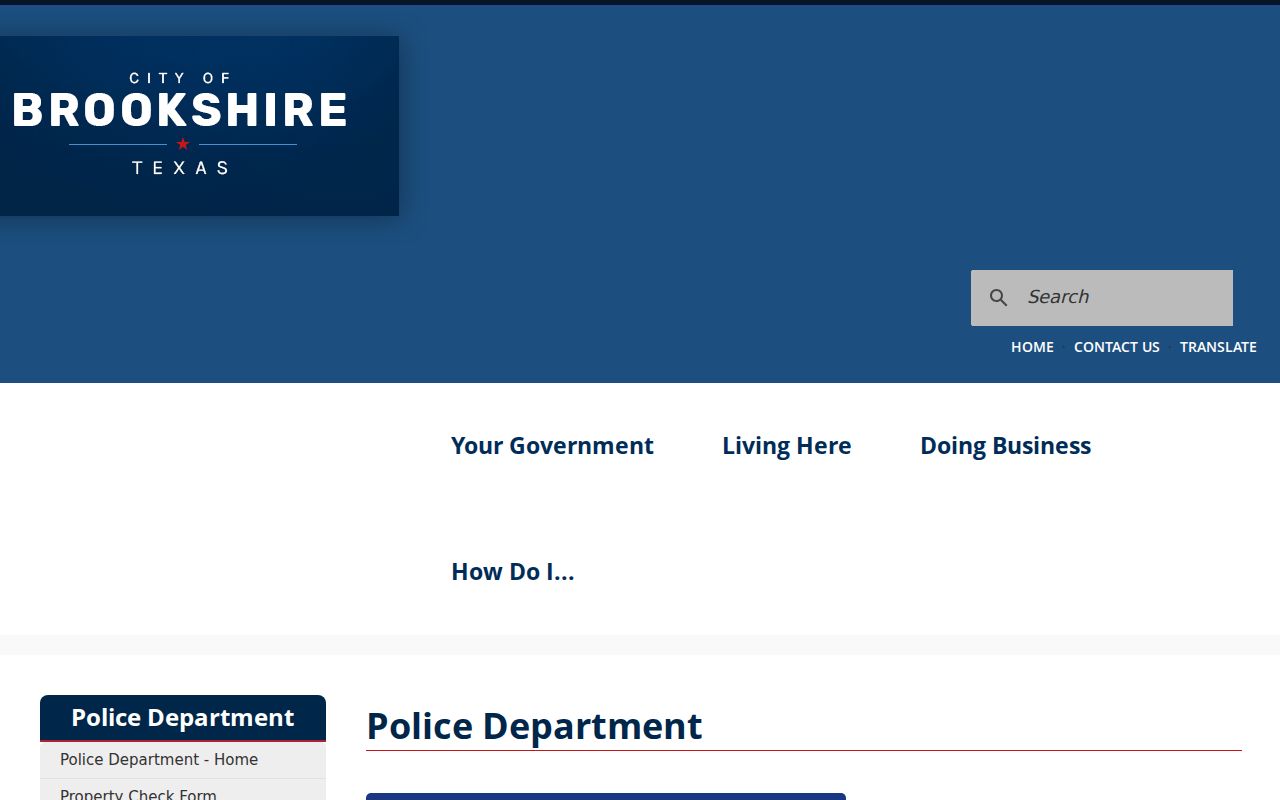 Brookshire criminal records information on the official police department page