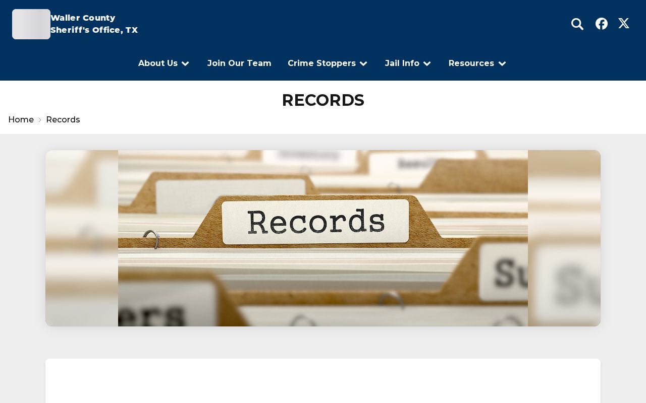 Waller County Sheriff's Records Department criminal record request instructions